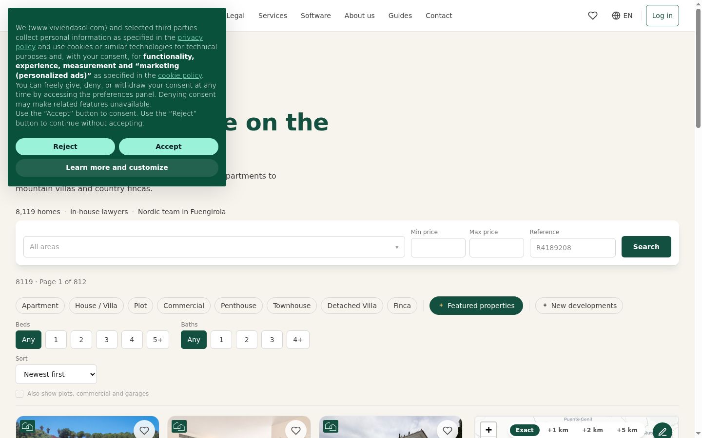 Screenshot del banner di consenso mostrato prima di qualsiasi interazione
