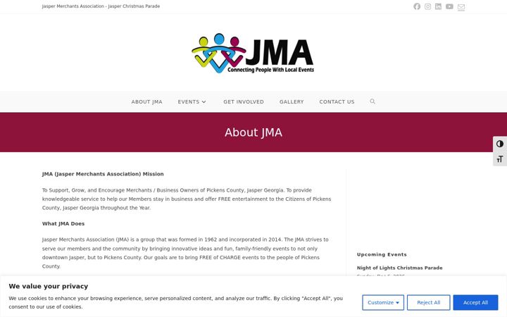 Screenshot of jmaevents.com