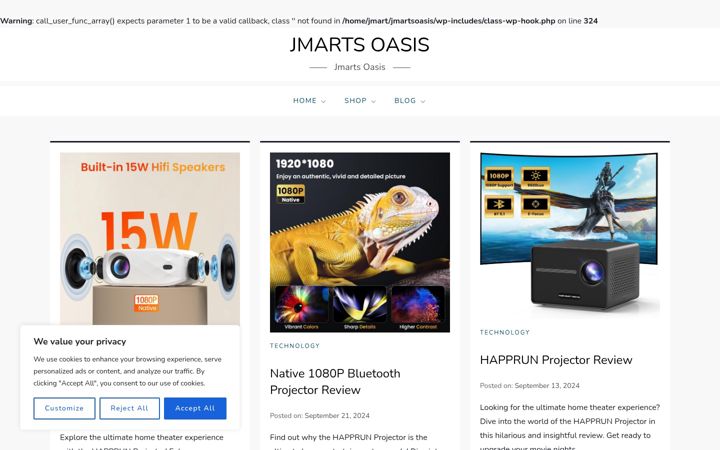 Screenshot of jmartsoasis.com