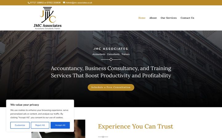 Screenshot of jmc-associates.co.uk