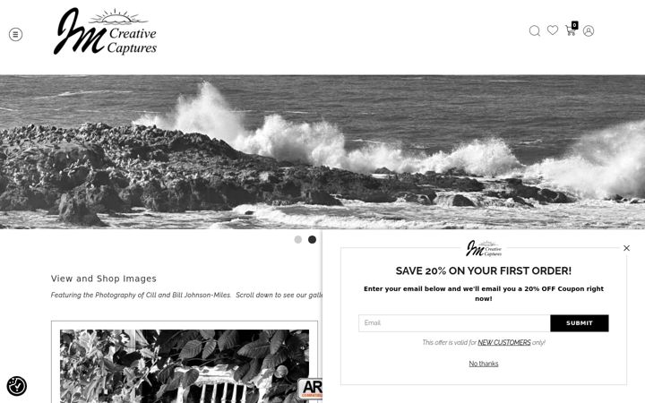 Screenshot of jmcreativecaptures.com