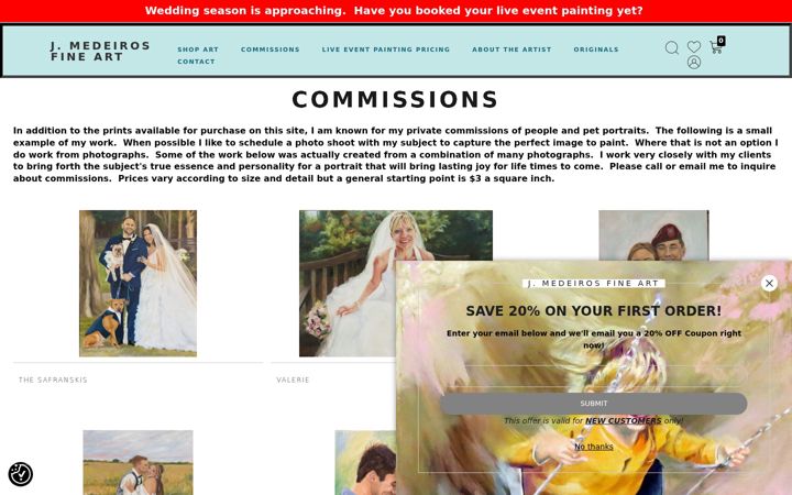 Screenshot of jmedeirosfineart.com