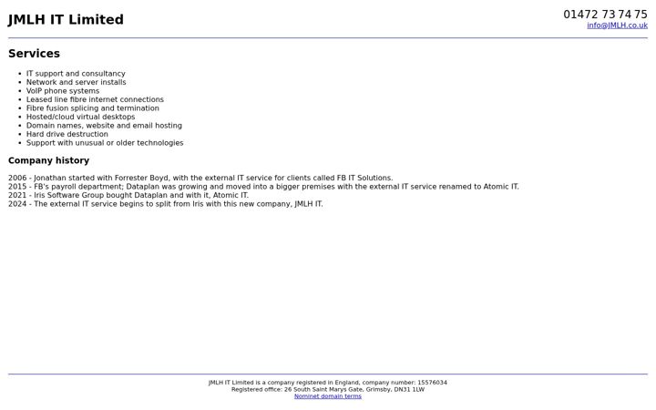 Screenshot of jmlh.co.uk
