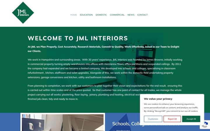 Screenshot of jmlinteriors.co.uk