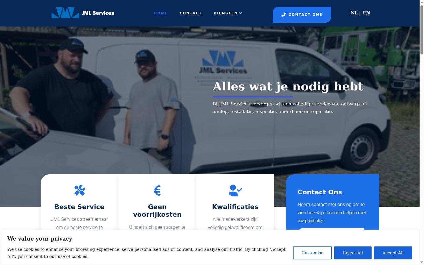 Skjermbilde av samtykkebanneret slik det vises før noen interaksjon