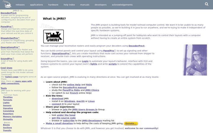 Screenshot von jmri.org