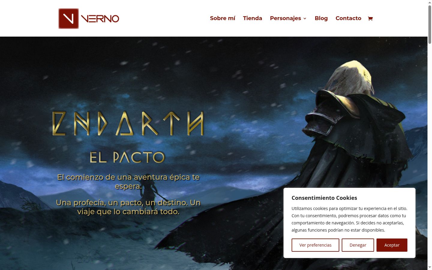 Captura de pantalla del banner de consentimiento mostrado antes de cualquier interacción
