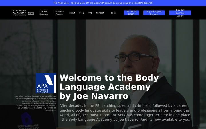 Screenshot of jnbodylanguageacademy.com