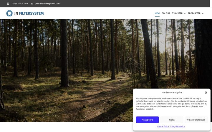 Screenshot of jnfiltersystem.se