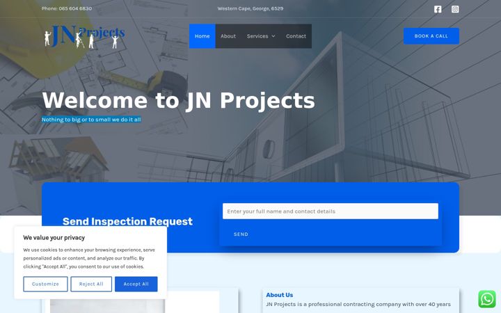 Screenshot of jnprojects.co.za