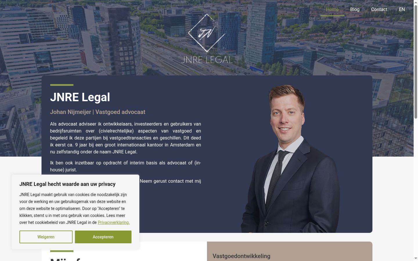 Captura de pantalla del banner de consentimiento mostrado antes de cualquier interacción