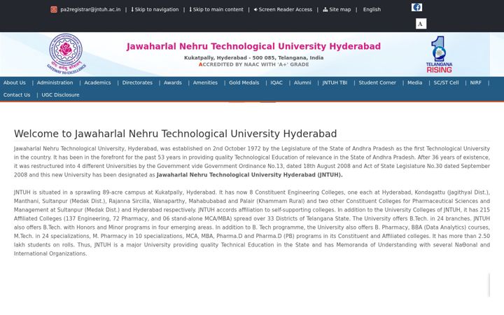Screenshot of jntuh.ac.in
