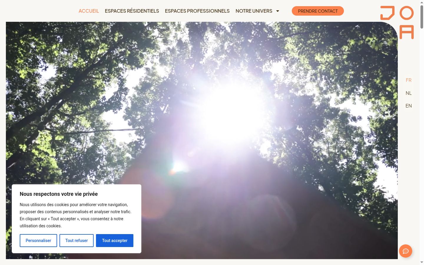 Captura de ecrã do banner de consentimento apresentado antes de qualquer interação