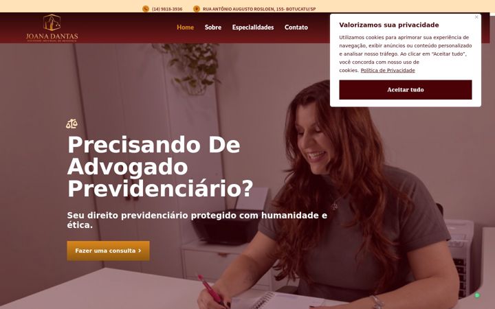 Screenshot of joanadantas.adv.br