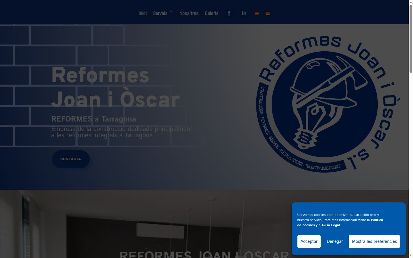 Captura de ecrã do banner de consentimento apresentado antes de qualquer interação
