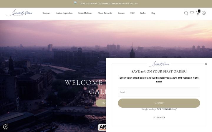 Screenshot of joannabpinneoart.com