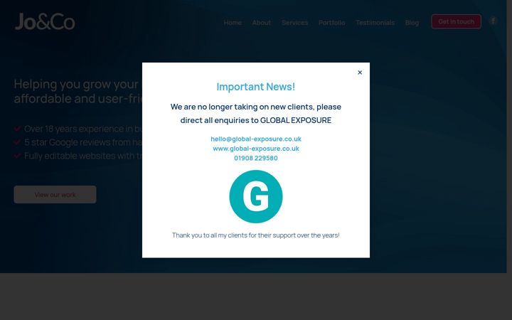 Screenshot of joannacraig.co.uk