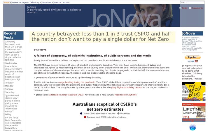 Captura de ecrã de joannenova.com.au