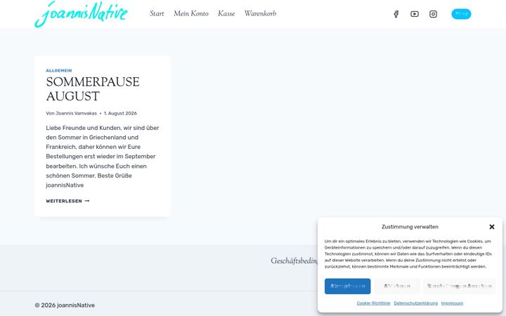 Screenshot of joannisnative.de