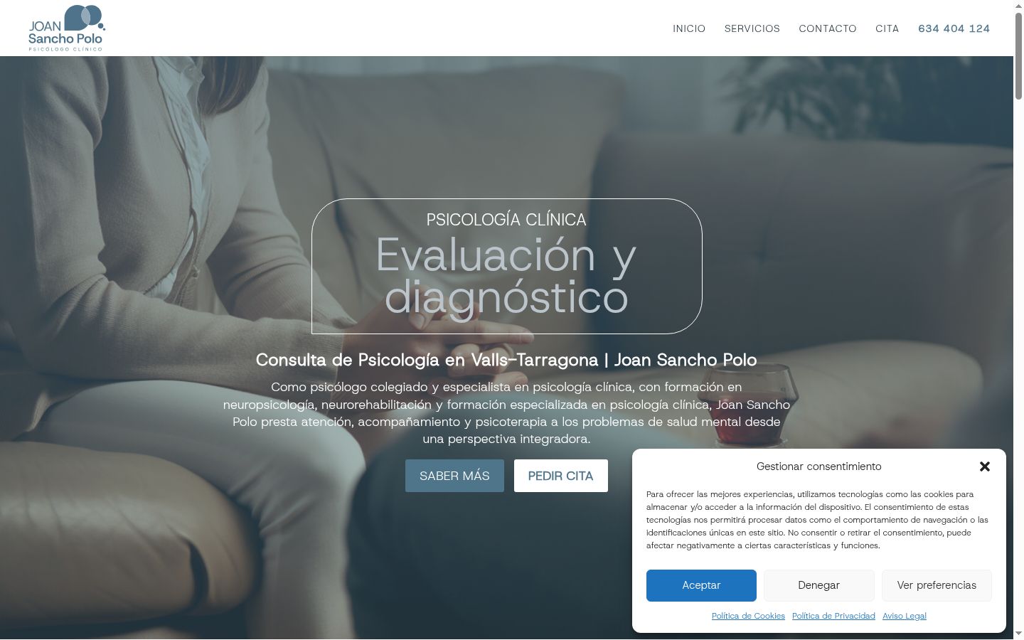 Screenshot del banner di consenso mostrato prima di qualsiasi interazione