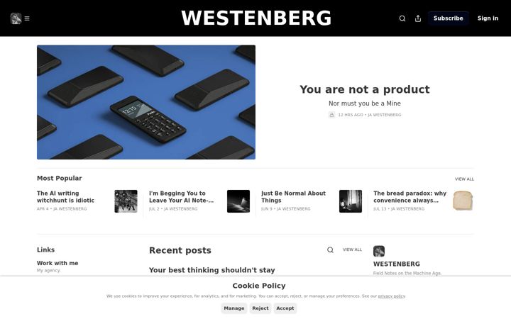 Screenshot of joanwestenberg.com