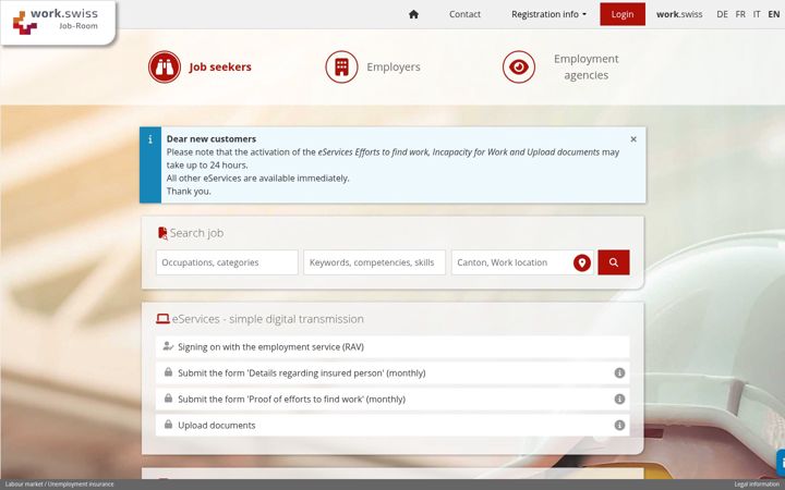 Screenshot of job-room.ch