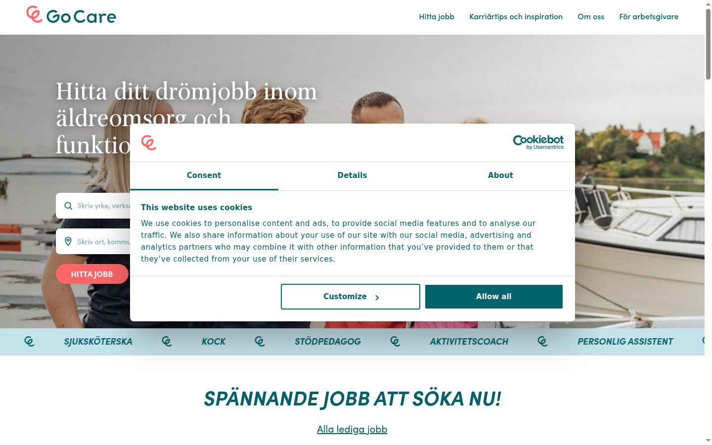 Ekrānuzņēmums ar piekrišanas baneri, kas tika rādīts pirms jebkādas mijiedarbības