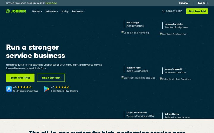 Screenshot of jobber.com