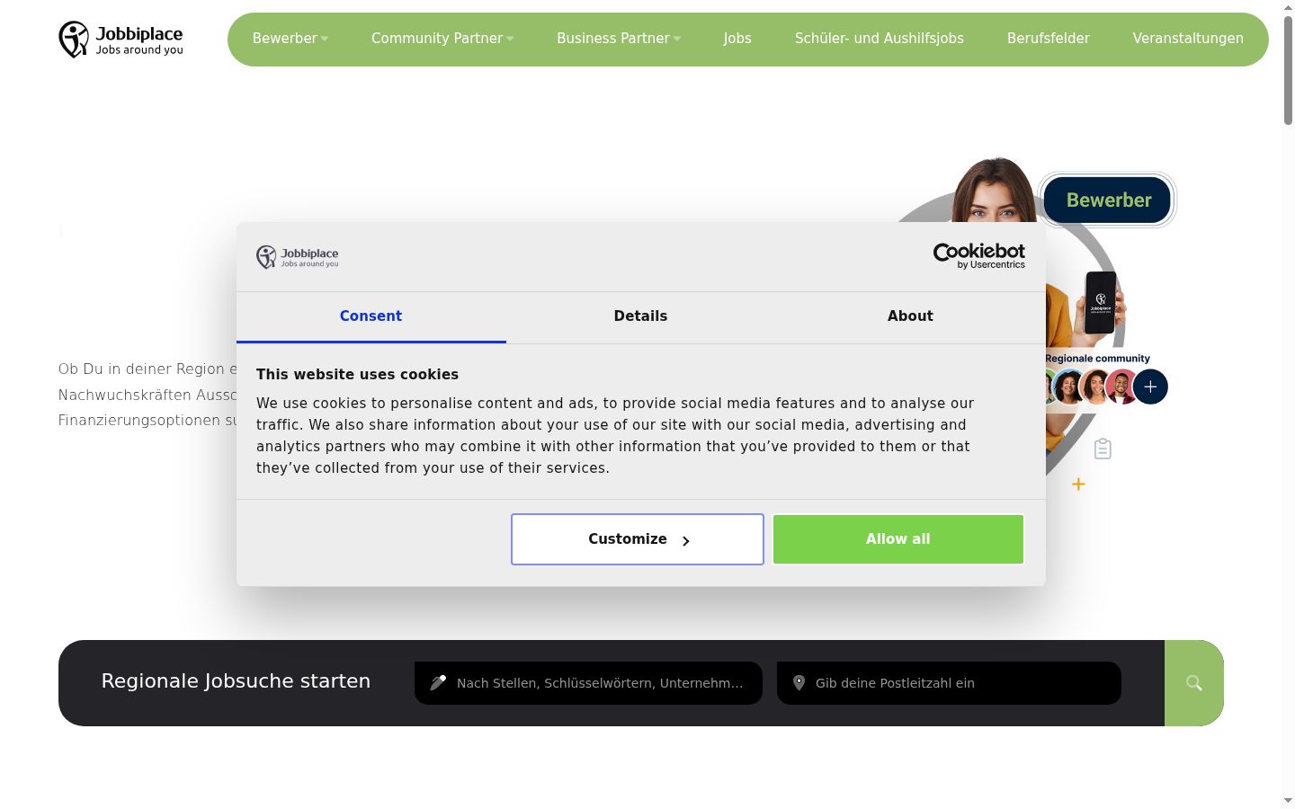 Screenshot del banner di consenso mostrato prima di qualsiasi interazione
