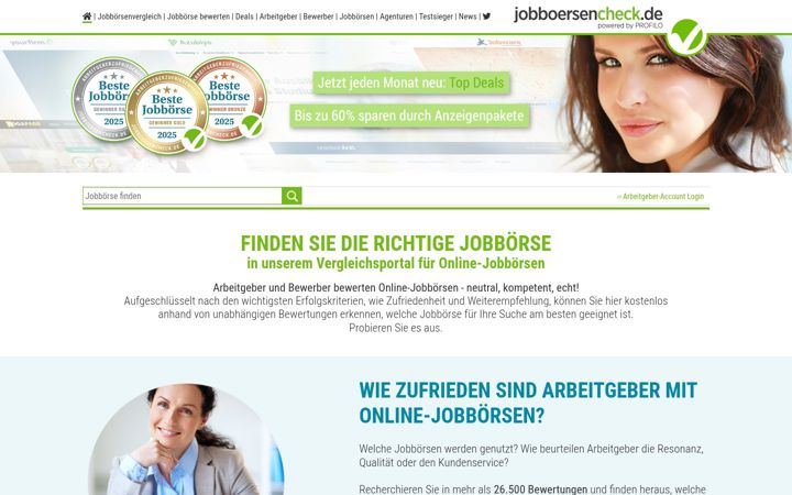 Ekraanipilt saidist jobboersencheck.de