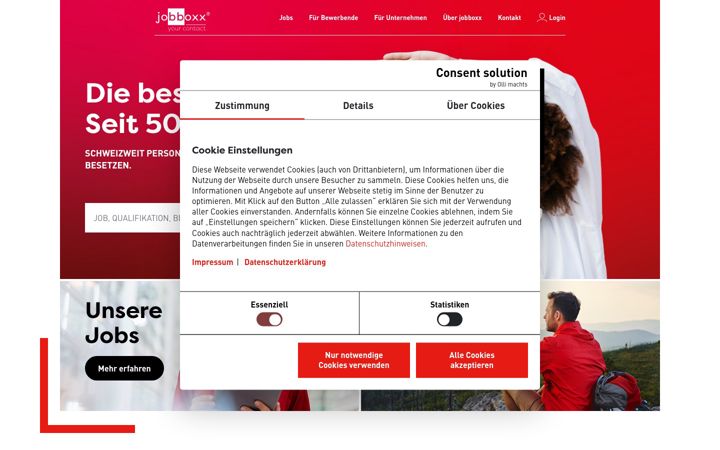 Screenshot of jobboxx.ch