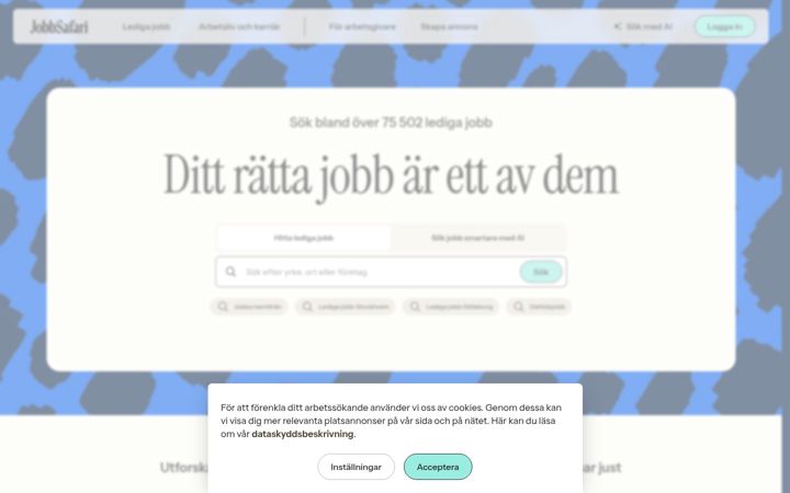 Screenshot of jobbsafari.se