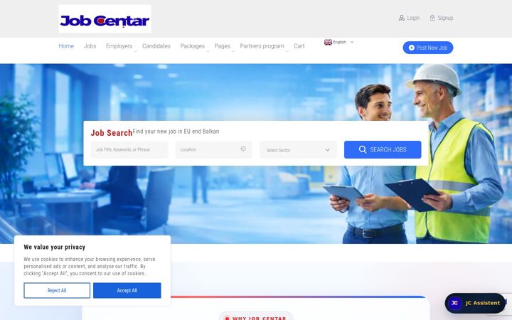 Screenshot of jobcentar.eu