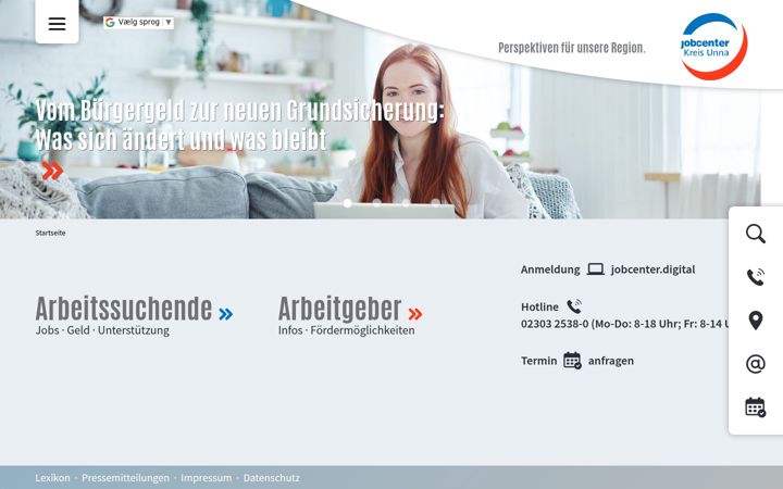 Screenshot of jobcenter-kreis-unna.de