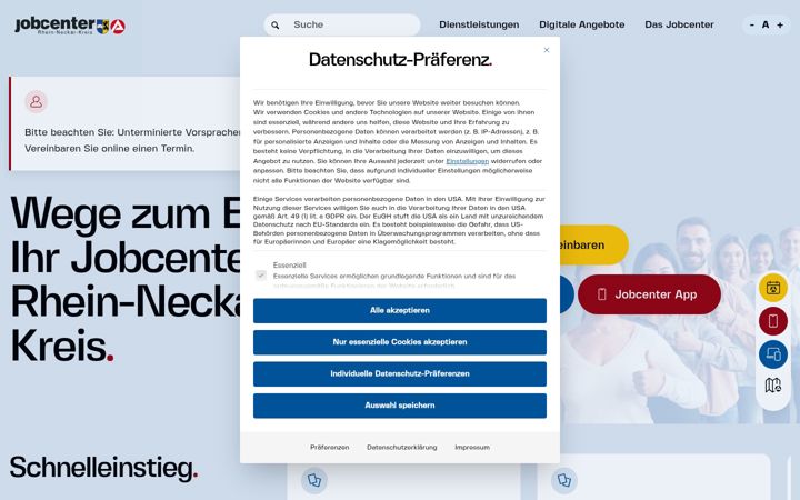 Screenshot of jobcenter-rnk.de