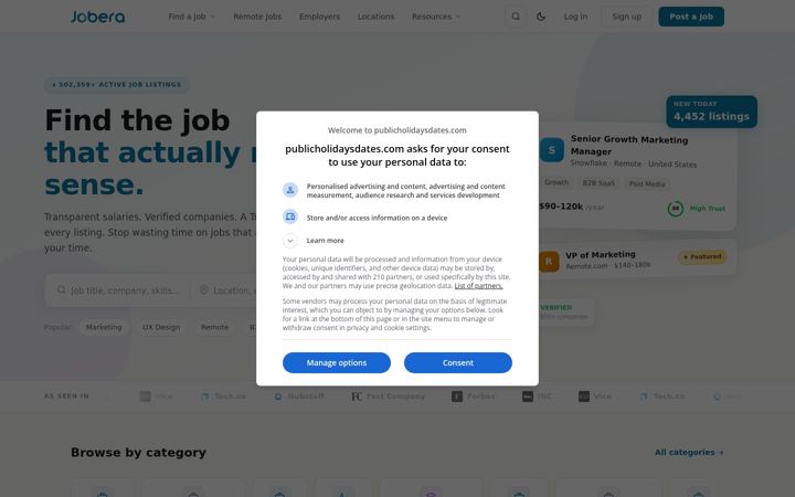 Screenshot of jobera.com