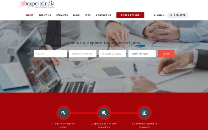 Екранна снимка на jobexpertsindia.com