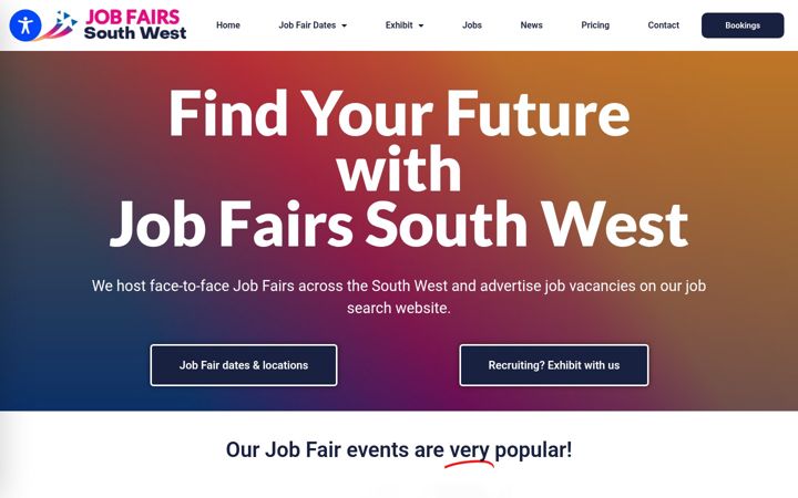 Screenshot of jobfairssouthwest.co.uk