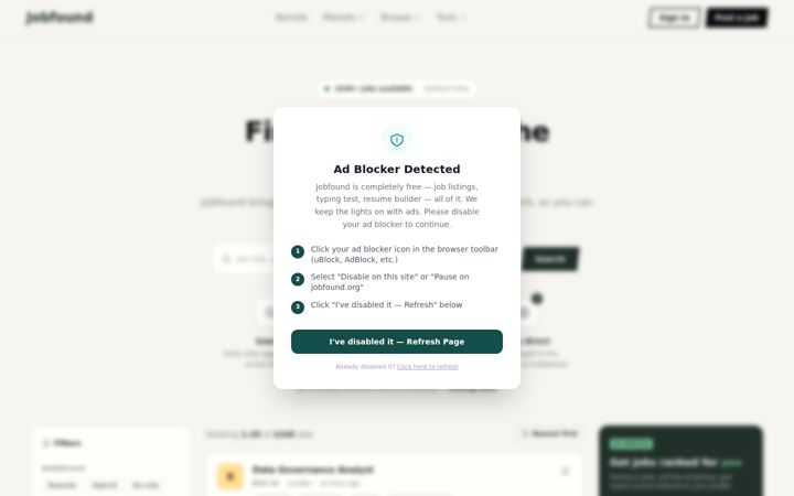 Screenshot of jobfound.org
