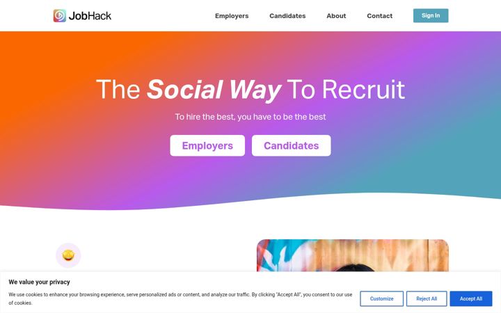 Screenshot of jobhack.co.uk