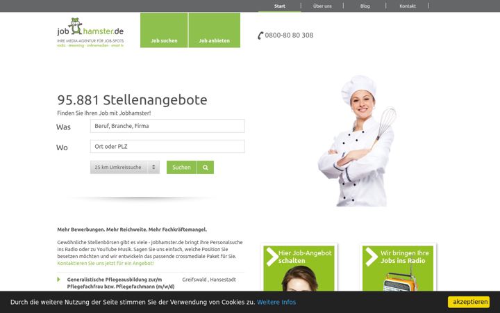 Screenshot of jobhamster.de