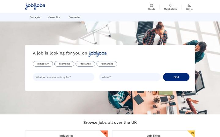 Screenshot of jobijoba.co.uk