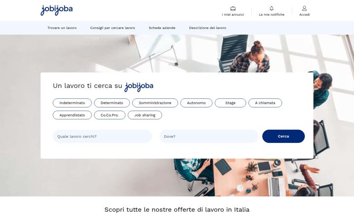 Captură de ecran a jobijoba.it