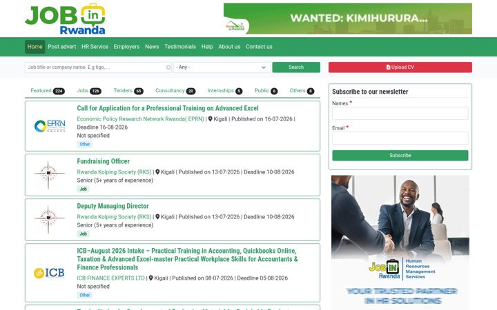 Screenshot of jobinrwanda.com