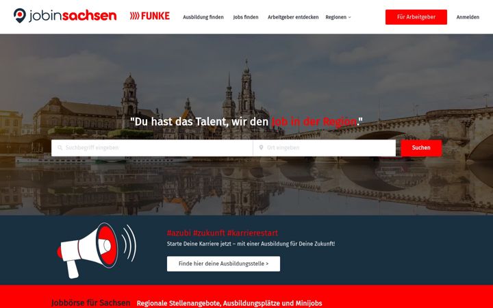 Screenshot of jobinsachsen.de