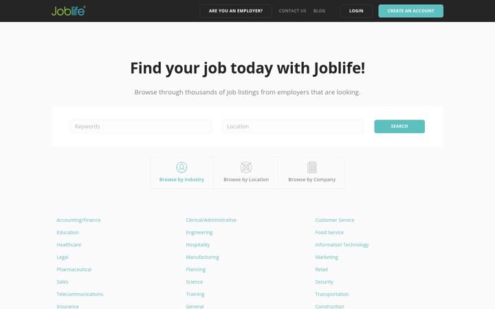 Screenshot of joblife.co.za