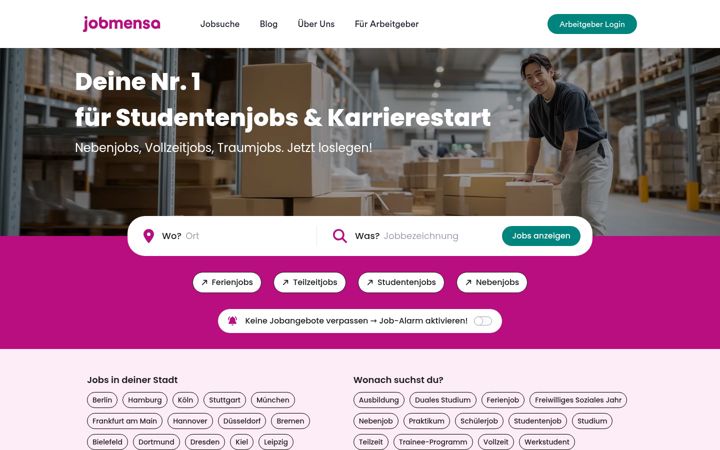 Screenshot of jobmensa.de