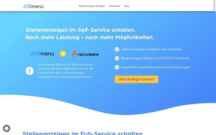 Screenshot of jobmenue.de