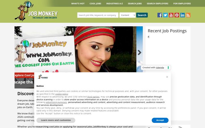 Ekrānuzņēmums no jobmonkey.com