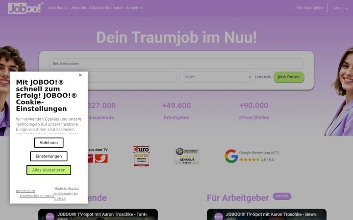Screenshot of joboo.de